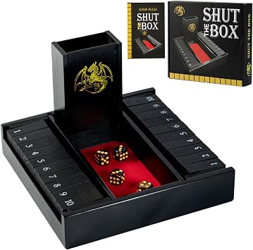 Shut the Box Dice Board Game Wooden for 2 Players