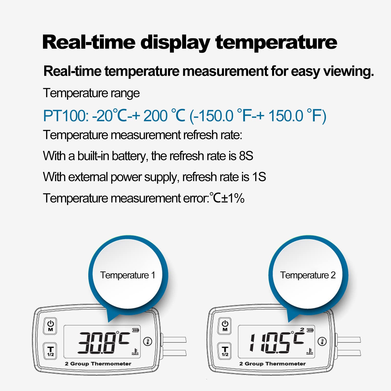 Termómetro De Motor De Doble Canal Vomeko: Medidor De Temperatura Digital Con Pantalla LCD Y Luz De Fondo Verde, Termómetro Digital Para Motores, Motocicletas, Barcos, Vehículos Todo Terreno Y Más