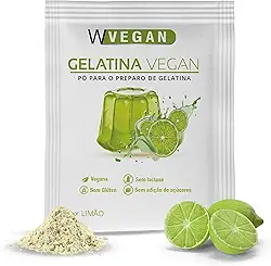 WVegan Gelatina Vegan Sabor Limão 20g - A Primeira Gelatina Vegana do Brasil - Sem Glúten, Sem Açúcar e Sem Lactose