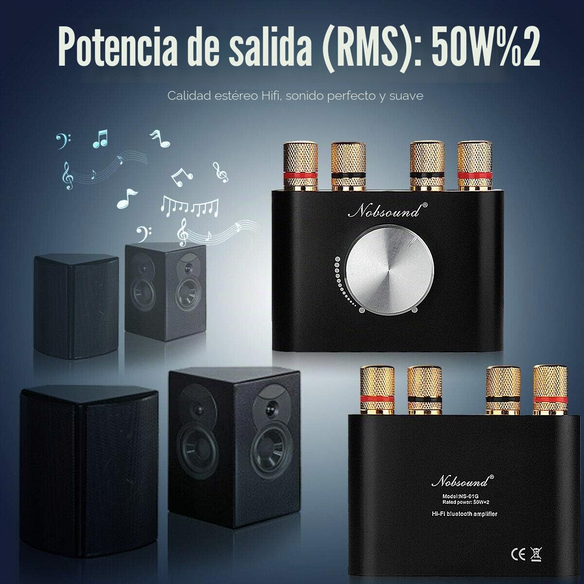 Nobsound 100W Bluetooth 5.0 Mini-Verstärker & Douk Audio BS-1 Bass Shaker Combo: Immersives Heimkino- und Gaming-Hörsystem mit haptischem Feedback