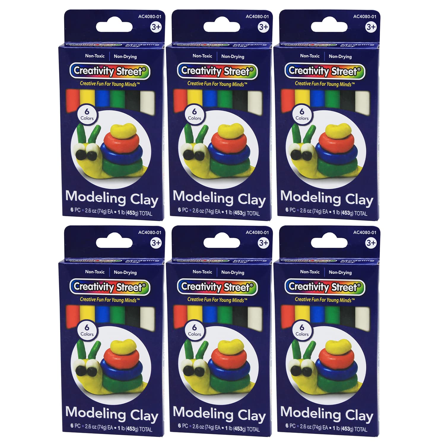 DIXON TICONDEROGA CO - PACON Creativity Street Extruded Modeling Clay, 6 Assorted Colors, 6 Sticks/1 lb. Per Pack, 6 Packs