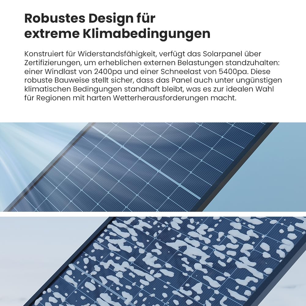Powerness® 500Wp Solarmodul Full Black, TOPCon bifazial Glas-Glas PV Modul, N-Type Doppelglas Solarpanel mit 0–5W positiver Leistungstoleranz für Balkonkraftwerk, 0% MwSt. (1 Stk)