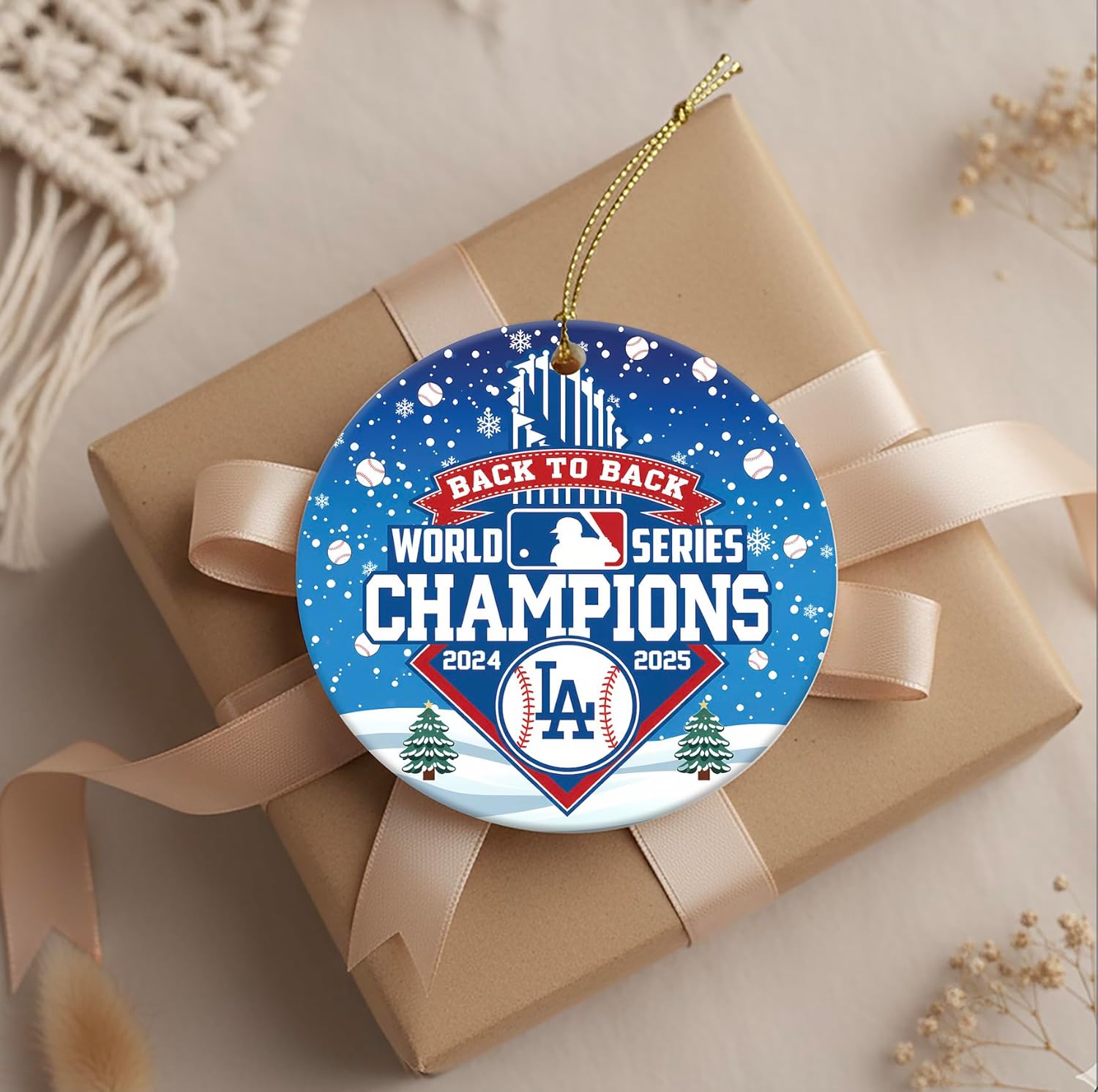 Los Angeles World Series Champions 2025 Christmas Ornament - LA Championship Baseball Ornament with Gift Box - Image 4