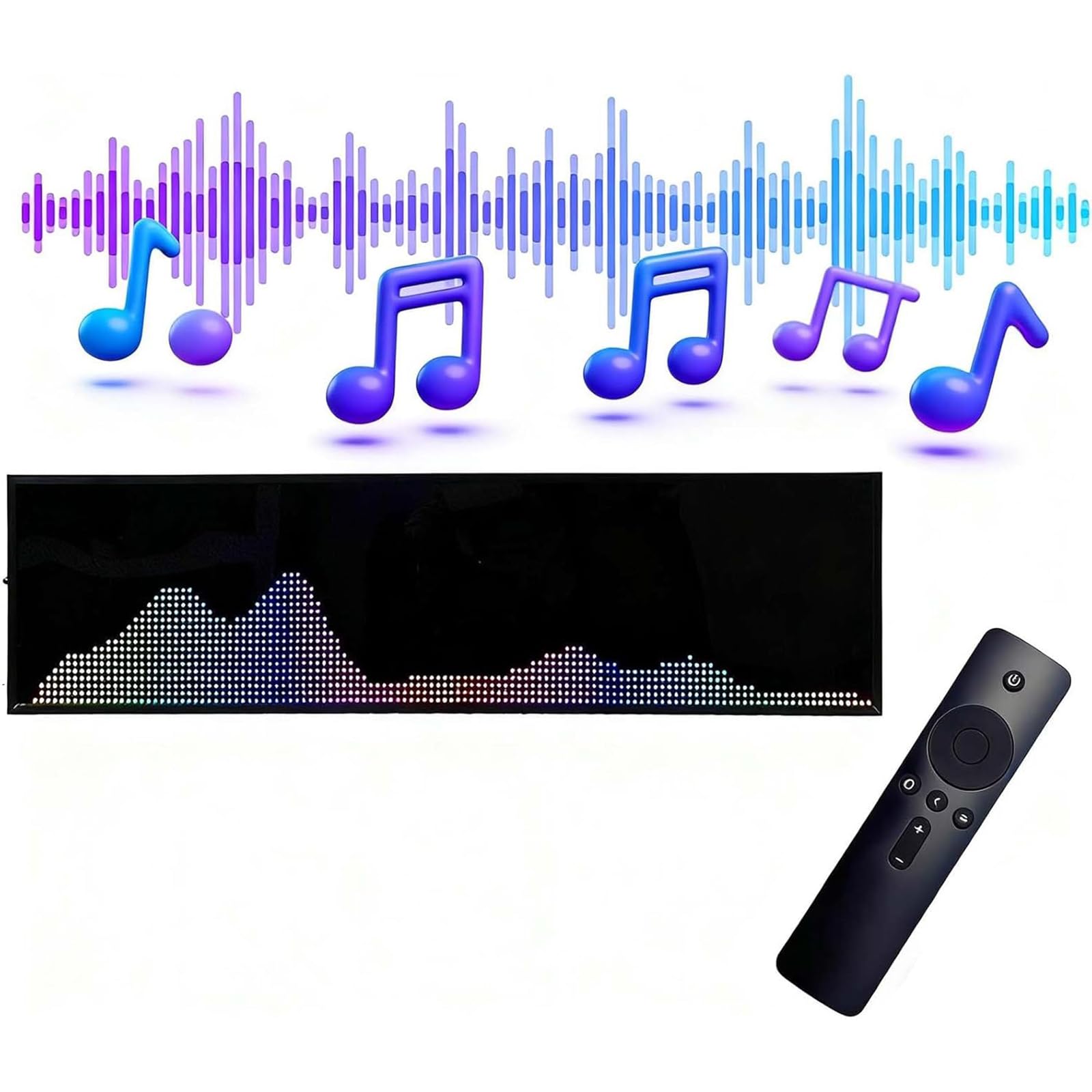 LED-Musik-Rhythmus-Anzeige, Digitaluhr und Audio-Visualizer, 36 Effekte, 16 Farben, klangaktiviert, Liniensteuerung für Unterhaltung und Heimdekoration