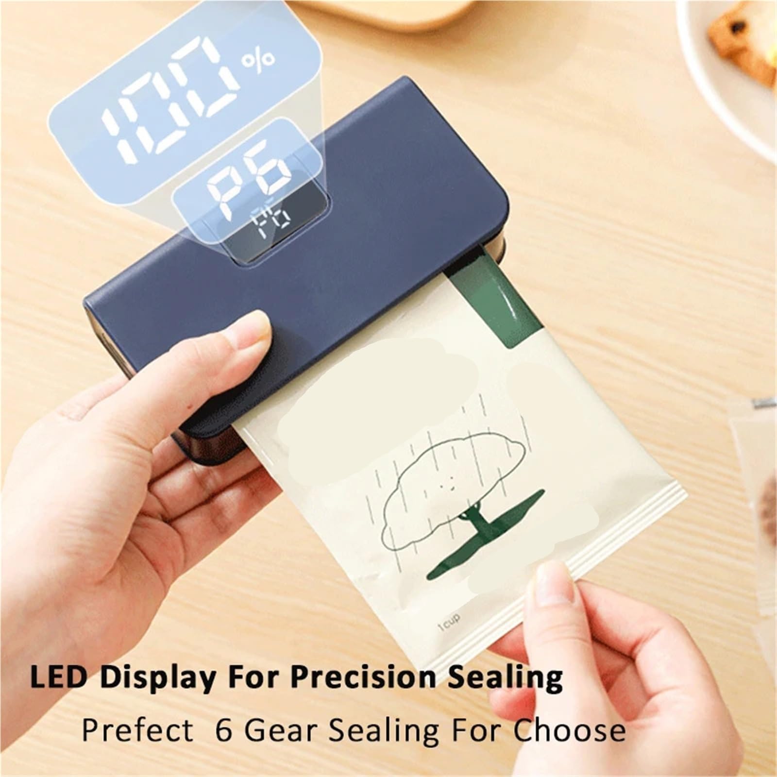 Máquina selladora al vacío, Mini Sellador Térmico, Máquina Selladora De Bolsas Plástico, Paquete Almacenamiento Recargable, Clip Mano Para Alimentos,Selladora de alimentos(Blue)