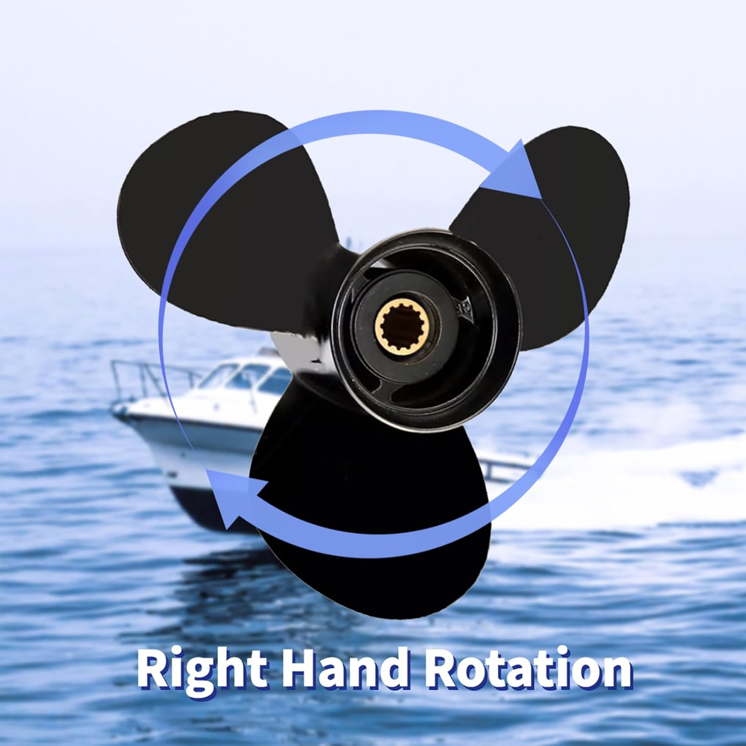 11.1x13 Aluminum Boat Outboard Propeller for Tohatsu Nissan Engines 35-50HP, 13 Spline Tooth, RH, fit Tohatsu Nissan 35HP 40HP 50HP