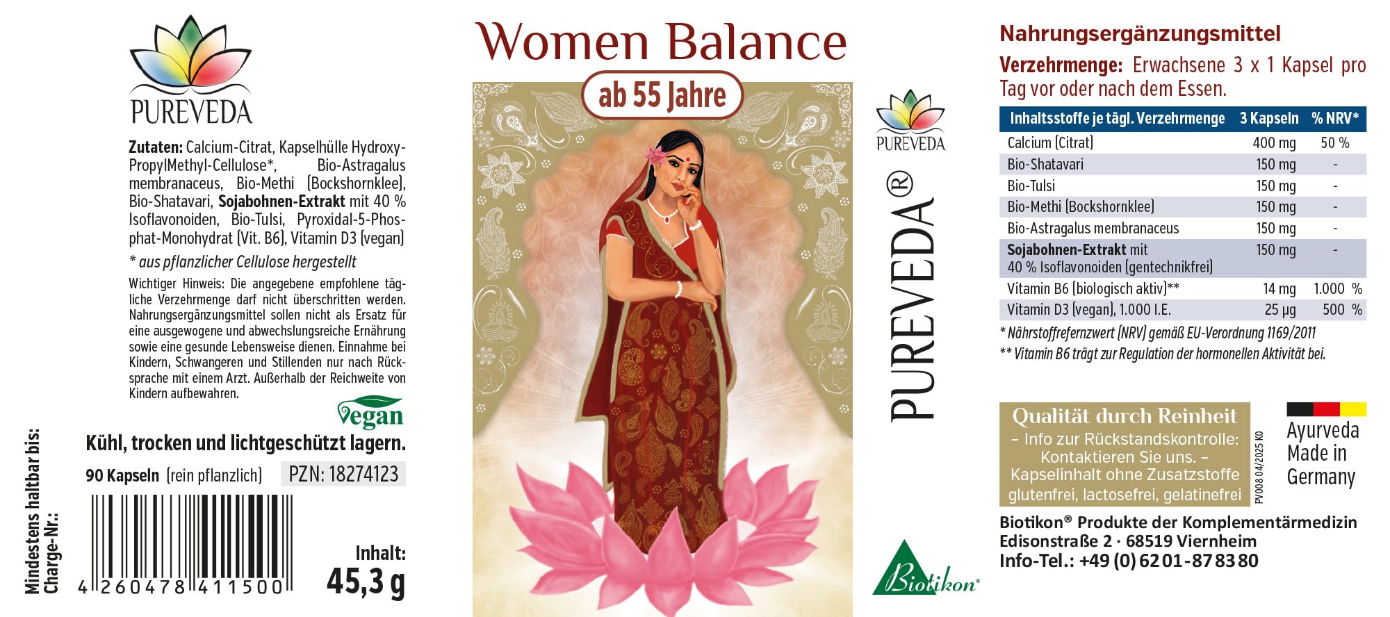 Women Balance ab 55 Jahre nach Dr. Michalzik, 400 mg Calcium, 90 Kapseln | Mit Calcium, Soja-Isoflavonen, Shatavari und Vitamin D3 • eigene deutsche Produktion • ohne Zusätze