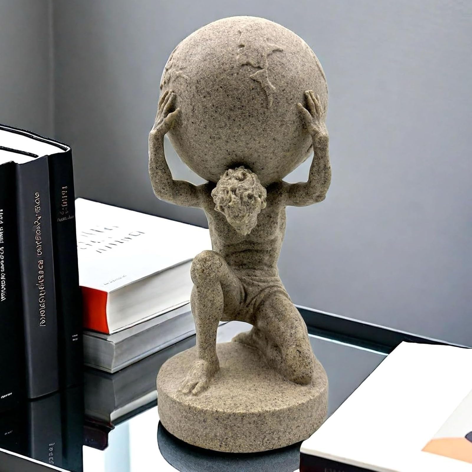 Dekoracja artystyczna statuetka rzeźba - figurka dekoracyjna na biurko, 25 cm grecki atlas trzymający rzeźbę świata, ozdoba na biurko śmieszne prezenty, abstrakcyjna figurka