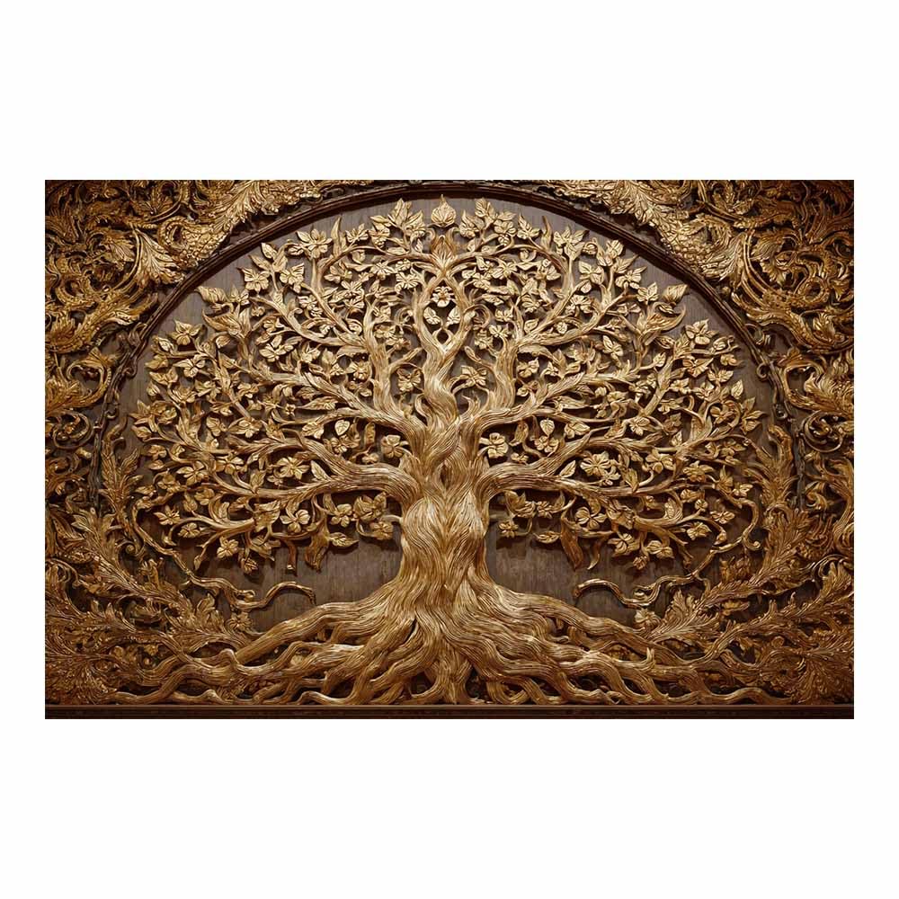 ZAMAEIU Tree of life wall art Golden-Carved Tree abstract canvas wall, For Bathroom, Living Room, Bedroom, Office.Gift for Home Decor(brown)-30x50cm Unframed