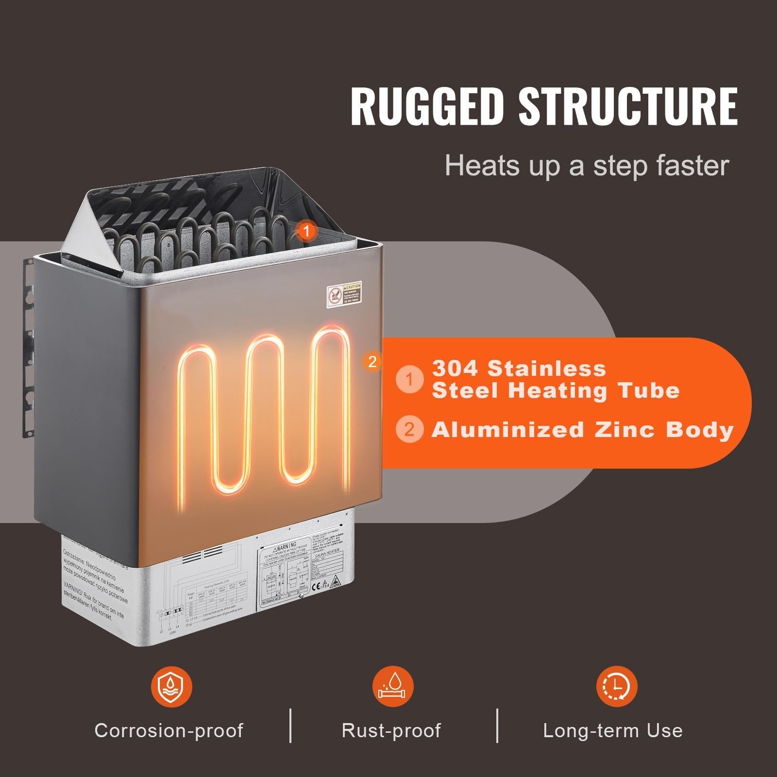 3KW-9KW Poêle De Sauna, Poêle De Sauna À Vapeur Sèche, Poêles De Sauna Électriques 220V, Commandes Intégrées Et Thermo-hygromètre, pour Saunas, Spas, Hôtels Et Maisons(6.0KW)