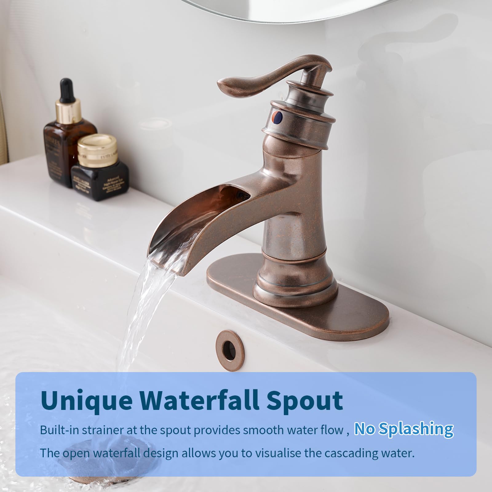 Grifo Moderno Y Elegante Para Encimera De Baño En Cascada, De Latón