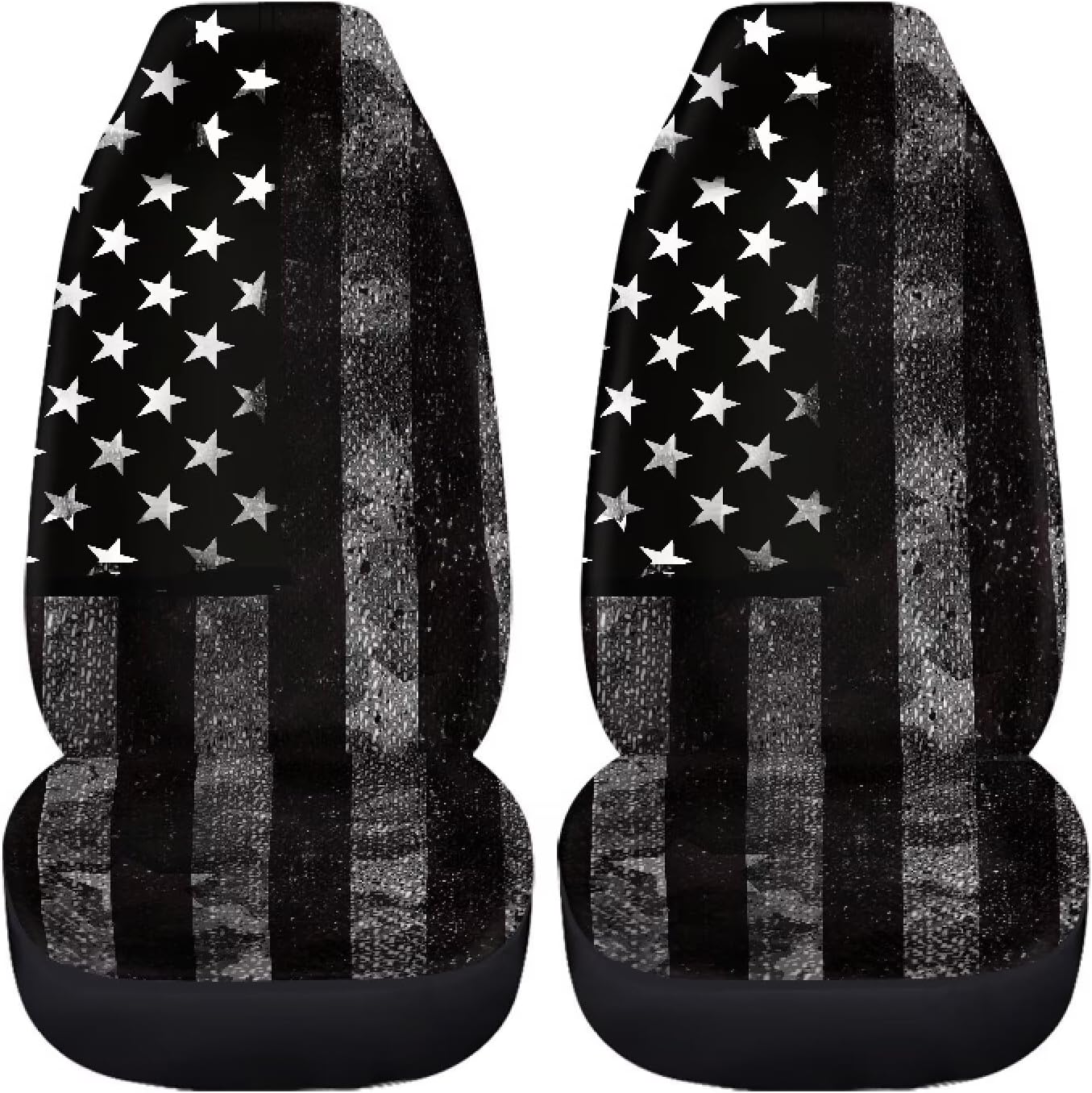American Flag 2 Pieces Car Front Seat Cover Black Automotive Seat Cover Car Interior Accessories Bucket Seat Cover Protector