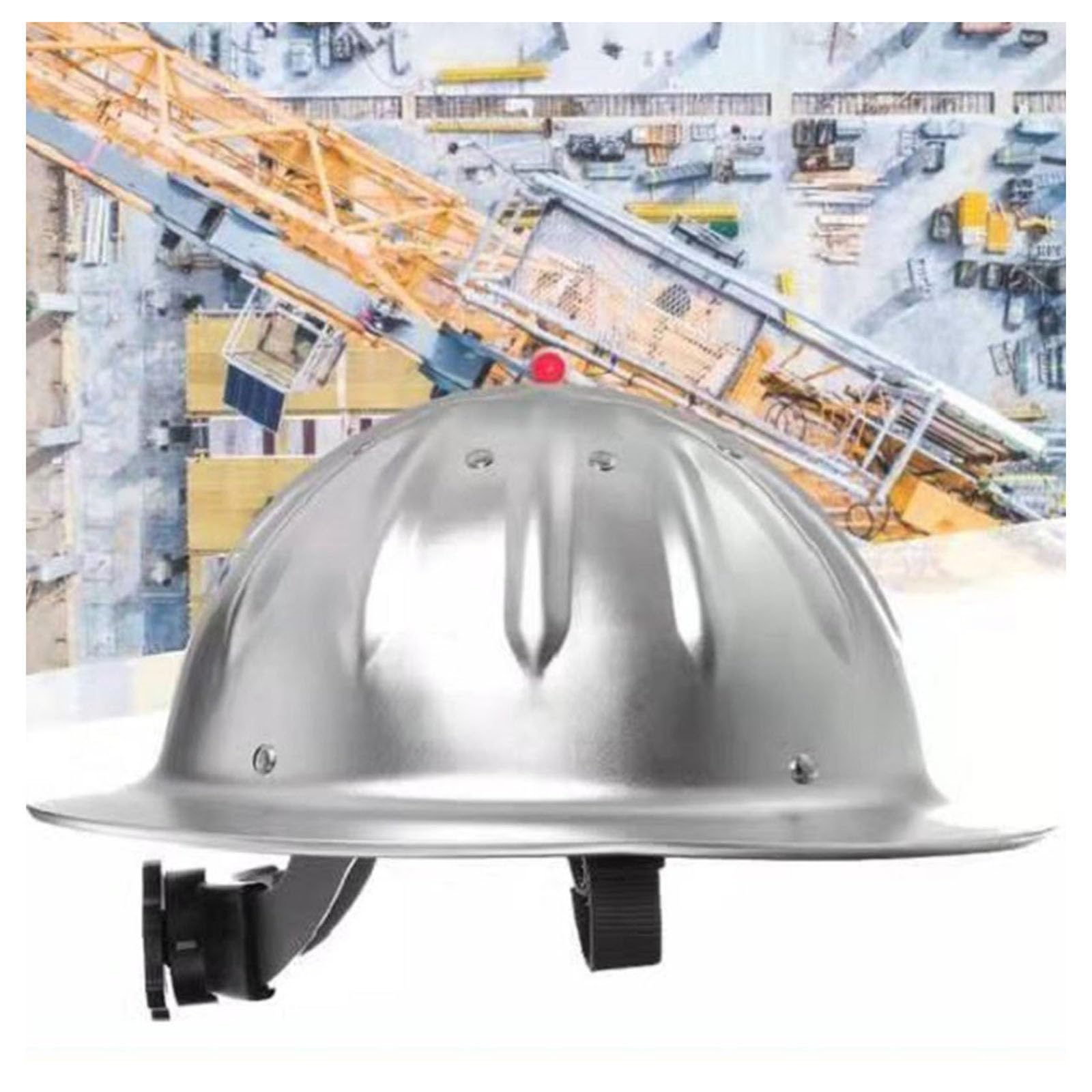 Aluminiumhelm Hochfester Helm 4-Punkt-Befestigung Helmoberseitenverstärkung Design mit Voller Krempe Geeignet for Baustahlminen (Orange)