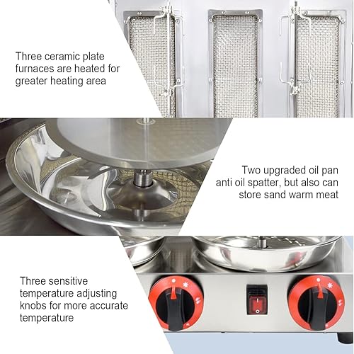 Miniatura 5 de Máquina casera de shawarma de pollo turco comercial Doner de pollo turco asador para encimera con asador vertical de 3 quemadores de propano