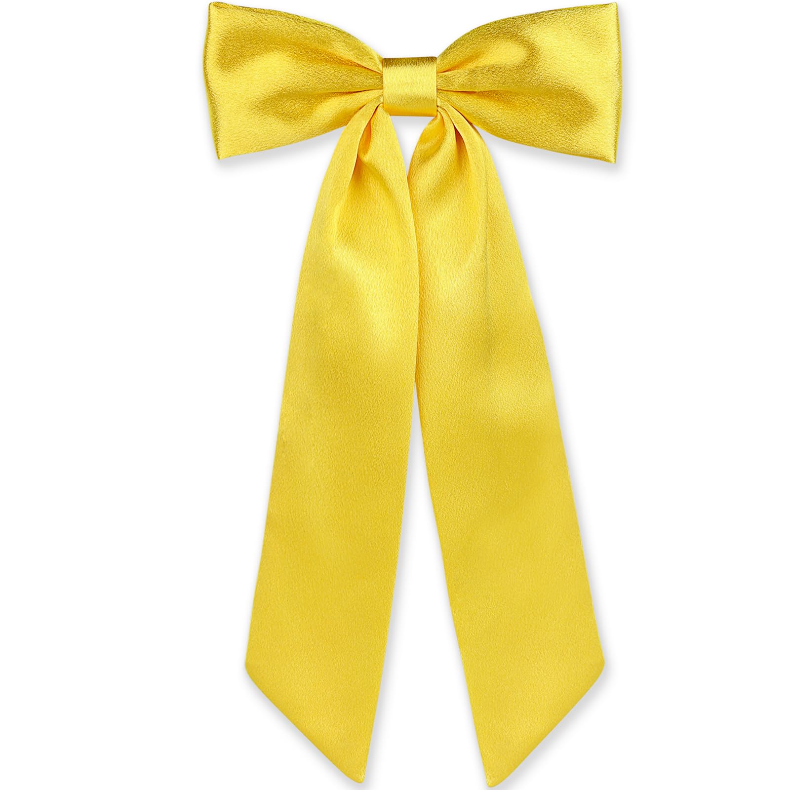 WantGor Long Tail Bow Haarspangen,Haarschleife Schleifen Satin Bowknot Clip Große Haarspangen Niedliche Pferdeschwanzhalter Haarschmuck für Frauen Täglich Party Hochzeit Prom (Gelb)