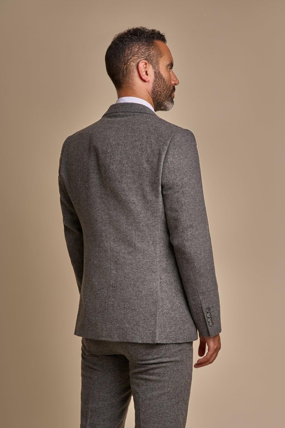 SIRRI Men's Herringbone Tweed Slim Fit 3 Piece Gray Suit Sold Separately