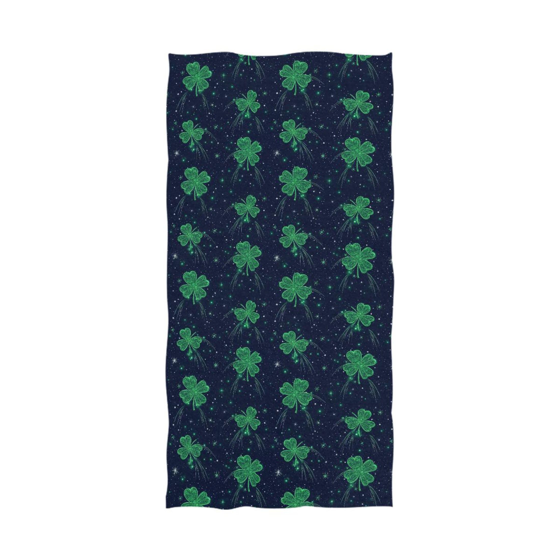 Kutsu Clovers Bath Towel, Highly Absorbent Cotton Soft Bath Hand Towel for Bathroom Kitchen Hotel Spa, 64 x 32 In