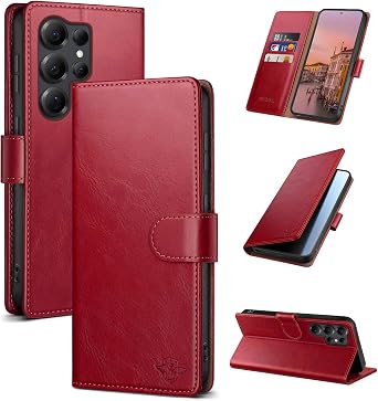 Wallet Case for Samsung Galaxy S25 Ultra, Red