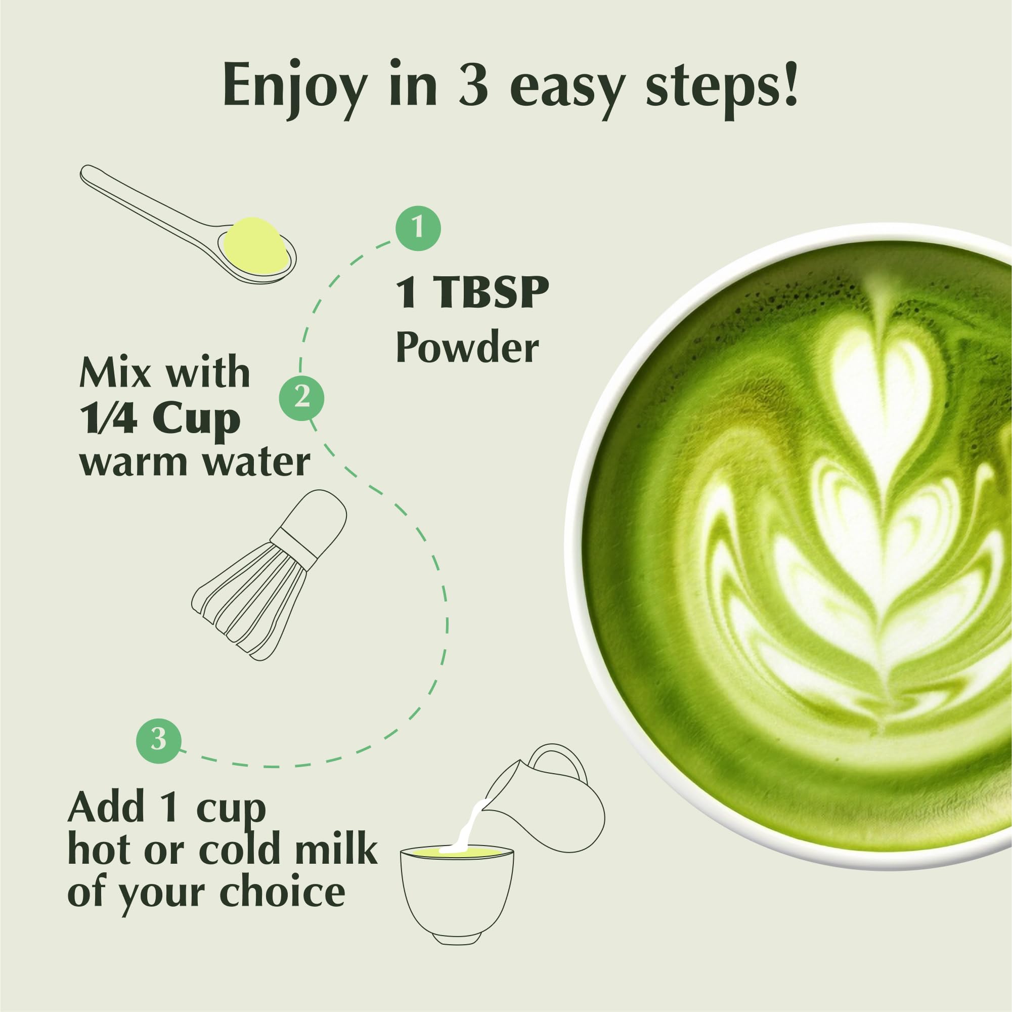 Encha Matcha Latte Powder Sweetened - Lightly Sweet Matcha Powder - First Harvest - Premium Japanese Matcha - — view 7