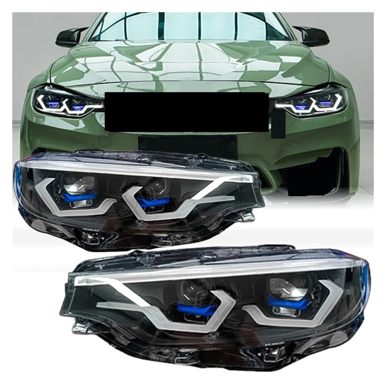 2pc Led Headlights Accessories Car Headlight Assembly Compatible With BMW 3 Series F30 F35 2013-2019(Replace Xenon)