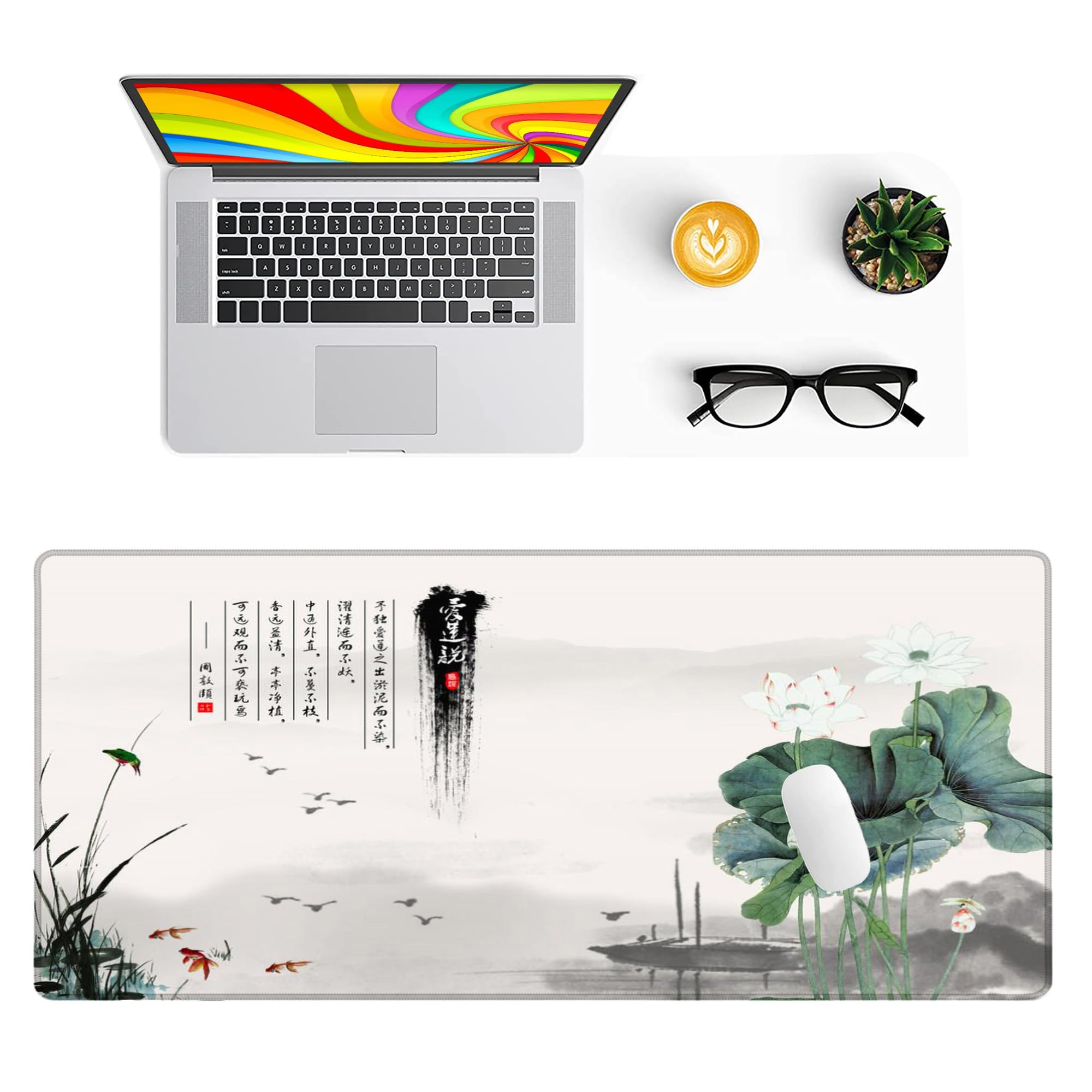 LL-COEUR Gaming Mouse Mat Grand Juego Mousepad Antideslizante Alfombrilla de Ratón Escritorio 900 x 400 x 3 mm (Loto)