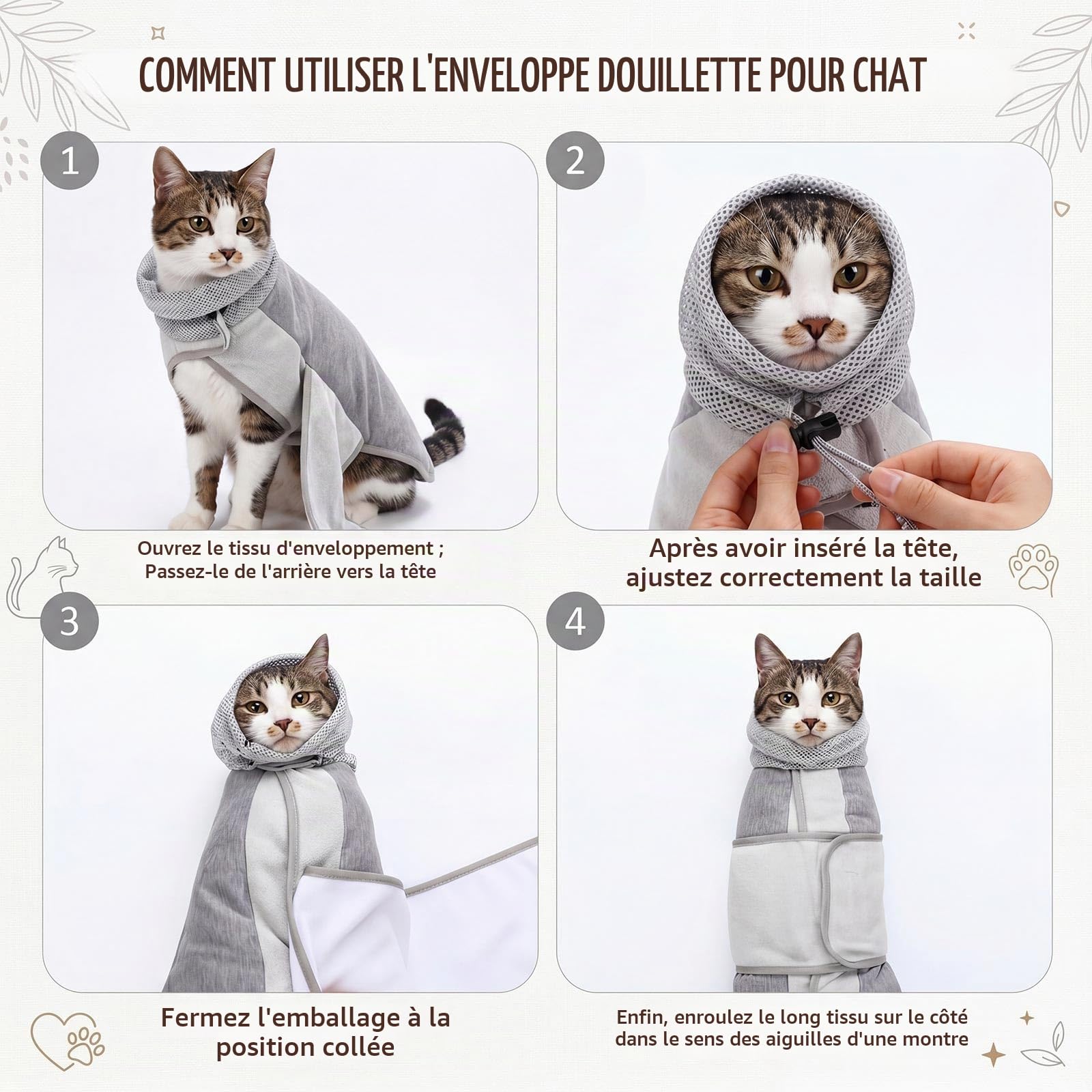 Hsei Rouleau de toilettage pour chat pour couper les ongles avec coupe-ongles et lime, taille S