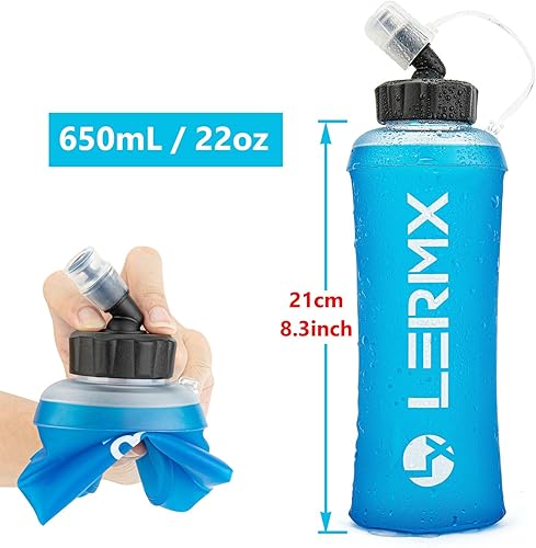 Miniatura 3 de LERMX Quick Grip Chill - Botella de agua suave de TPU de 22 onzas  22.0 fl oz, paquete de hidratación, sin BPA, para correr, senderismo, ciclismo,