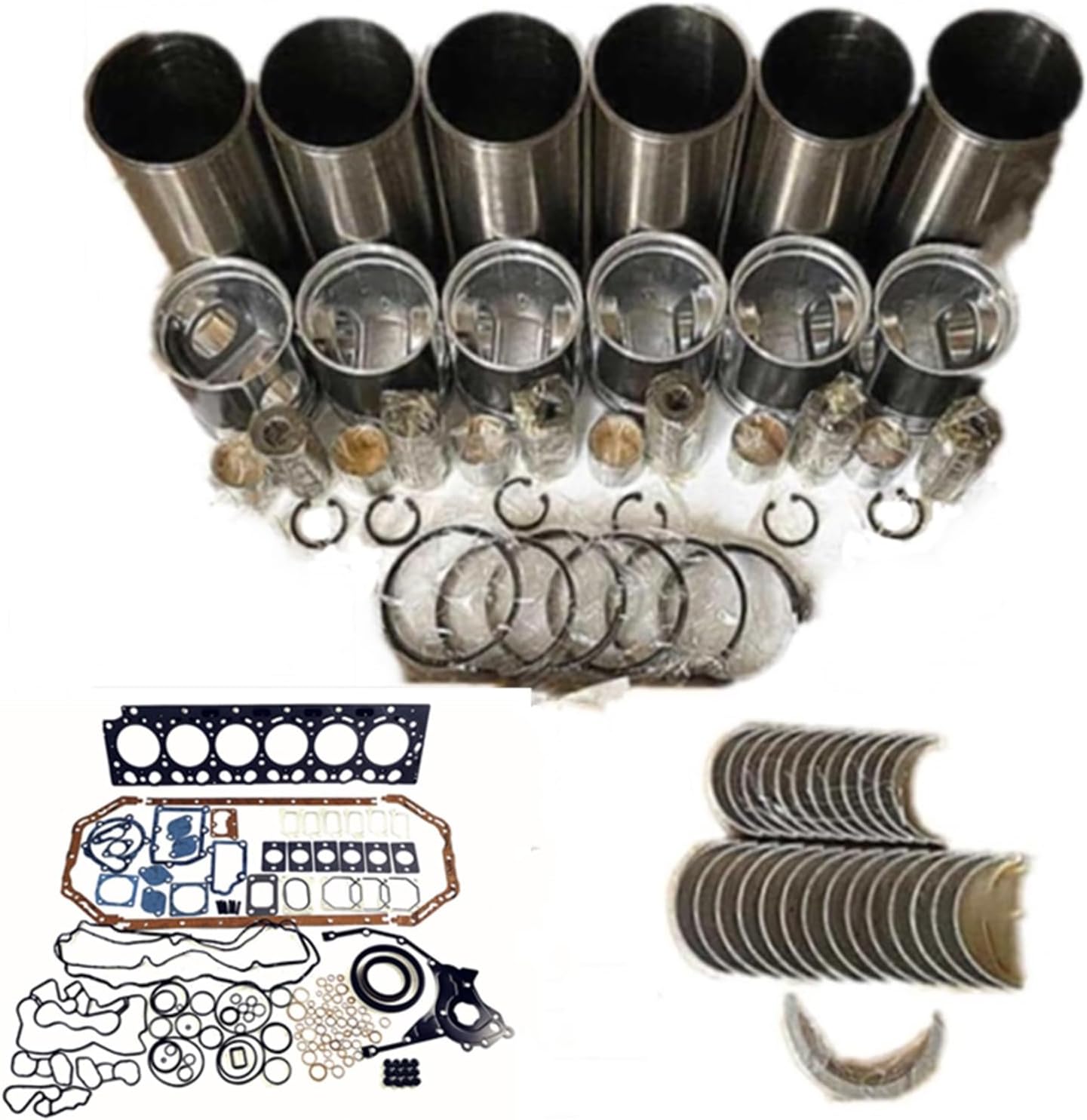 6WG1T Overhaul Rebuild Kit Piston 1-12111-009-1 Liner Kit With Gasket Kit Fits For Isuzu 6WG1T Engine Hitachi ZAX240-3G Excavator