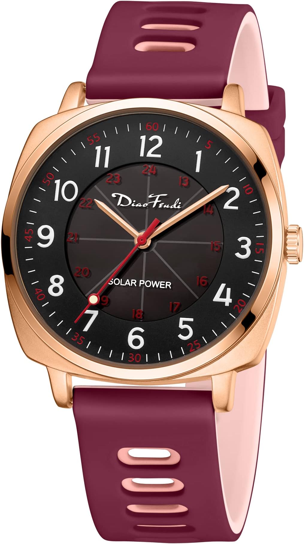 Diaofendi Solar Powered Watch for Women/Man/Nurse, Watch with 24 Hour Second Hand,Military Time Easy Read Dial