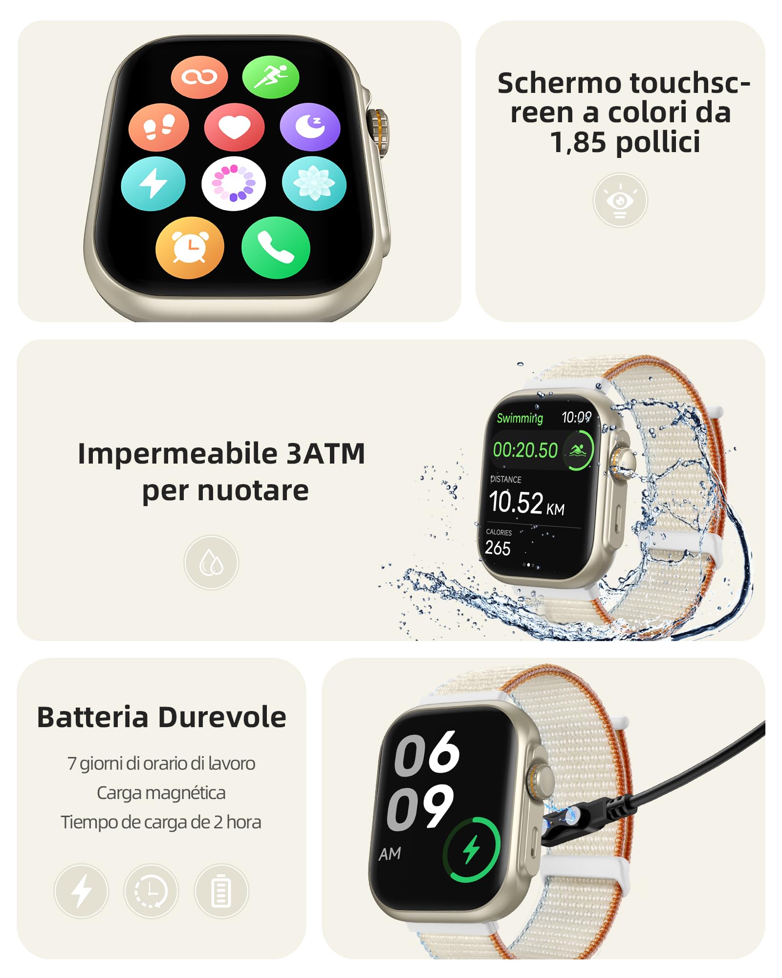 Parsonver Smartwatch Uomo Donna con GPS Integrato, Chiamate Bluetooth | Orologio Impermeabile 30M per Nuoto, Fitness Tracker con Frequenza Cardiaca, Sonno, Compatibile Android iOS, Argento Stellare