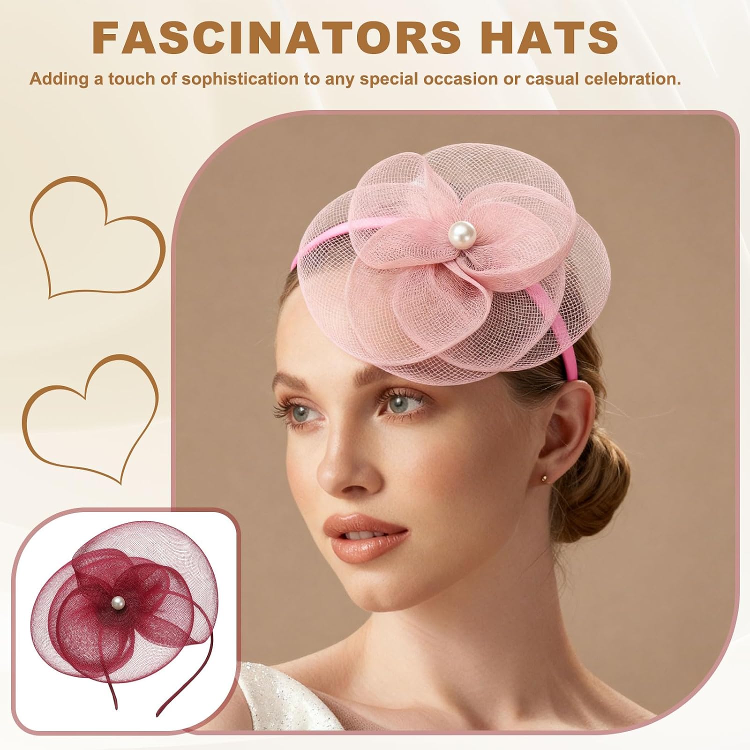 Fascinators Hats for Women, Tea Party Hat Floral Headband with Hair Clip -Fitting for (Wedding/Party/Halloween)