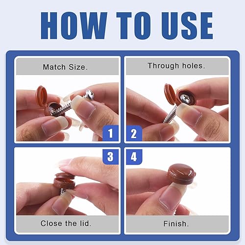 Miniatura 6 de Glarks Juego surtido de 800 tapas de rosca de 2 estilos, 9 colores, 300 tapas con bisagras y a presión de 0.157 in a 0.236 in, 500 tapas de cabeza