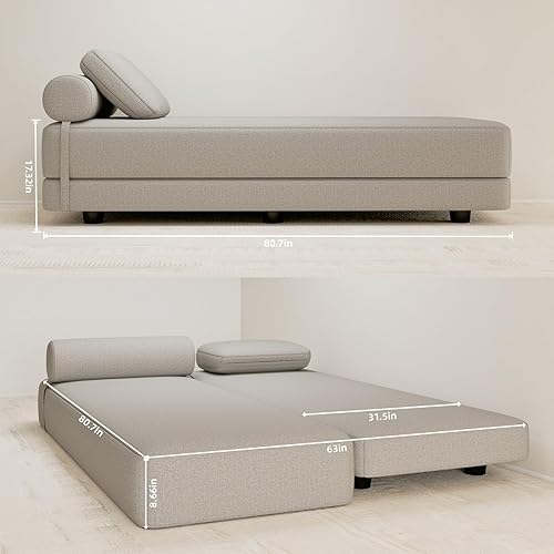 Miniatura 2 de Sofá cama plegable, sofá cama futón con almohada plegable, sofá cama con soporte de espalda, cómodo sofá de piso para sala de estar y dormitorio