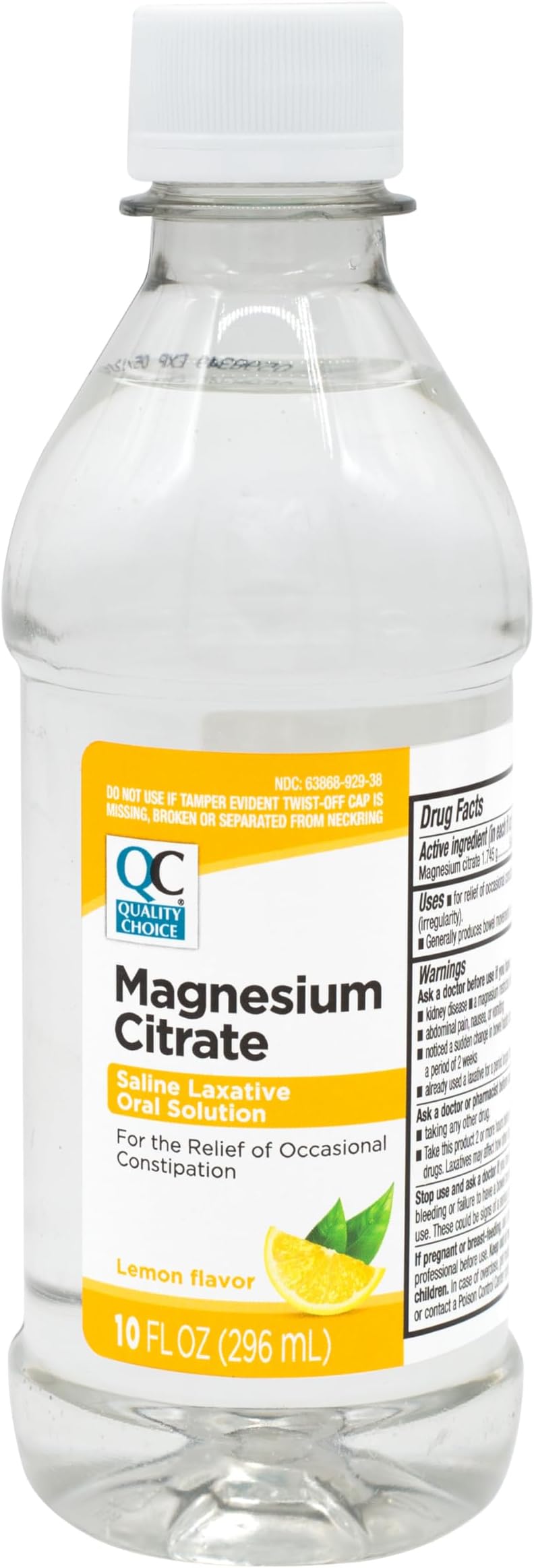 Quality Choice Magnesium Citrate Oral Solution, 10oz - Lemon Flavored Saline Laxative, Supplement for Occasional Constipation Relief, Mag Citrate is a Gentle and Effective Laxative for Regularity