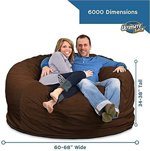 Miniatura 3 de ULTIMATE SACK 6000 Silla Puf de 6 Pies, Funda de Gamuza Azul Eléctrico – Tumbona de Espuma de Gran Tamaño, Asiento de Piso, Sofá Pequeño, o Cama