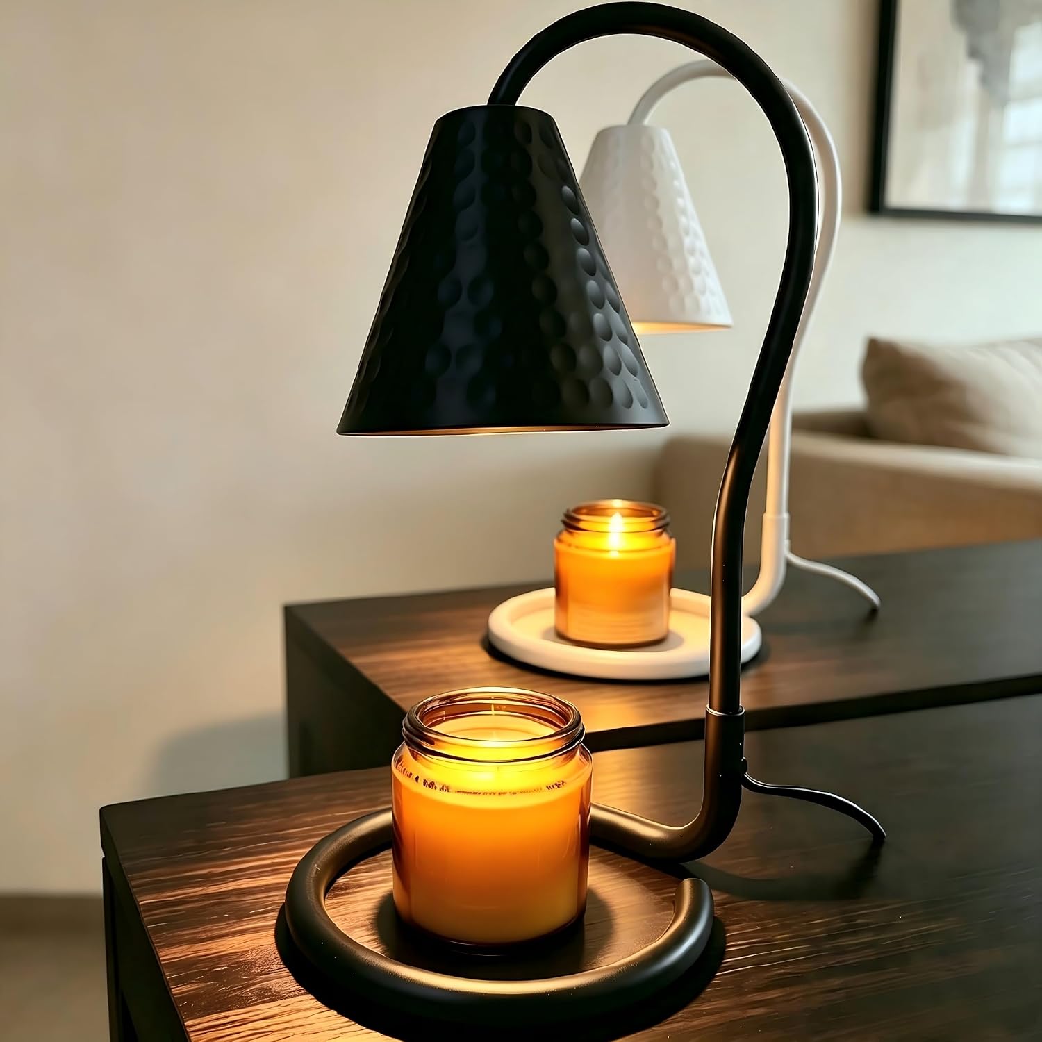 TATAANTY Candle Warmer Lamp 2PCS，White & Black