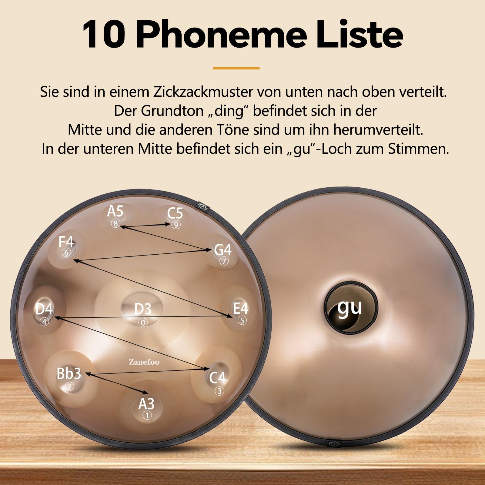 22 Inch Handpan Drum 10 Töne D-Moll 432Hz | Nitrierstahl mit Nanobeschichtung | Handabgestimmtes Komplettset für Soundhealing, Yoga & Live-Performance