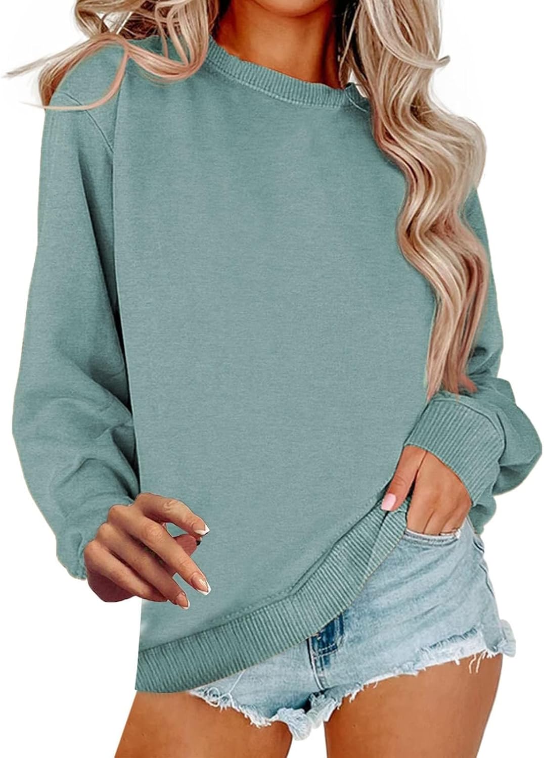 Sweatshirt for Women Casual Crew Neck Oversized Sweatshirt Long Sleeve Preppy Sweatshirts Fall Pullover Sweaters
