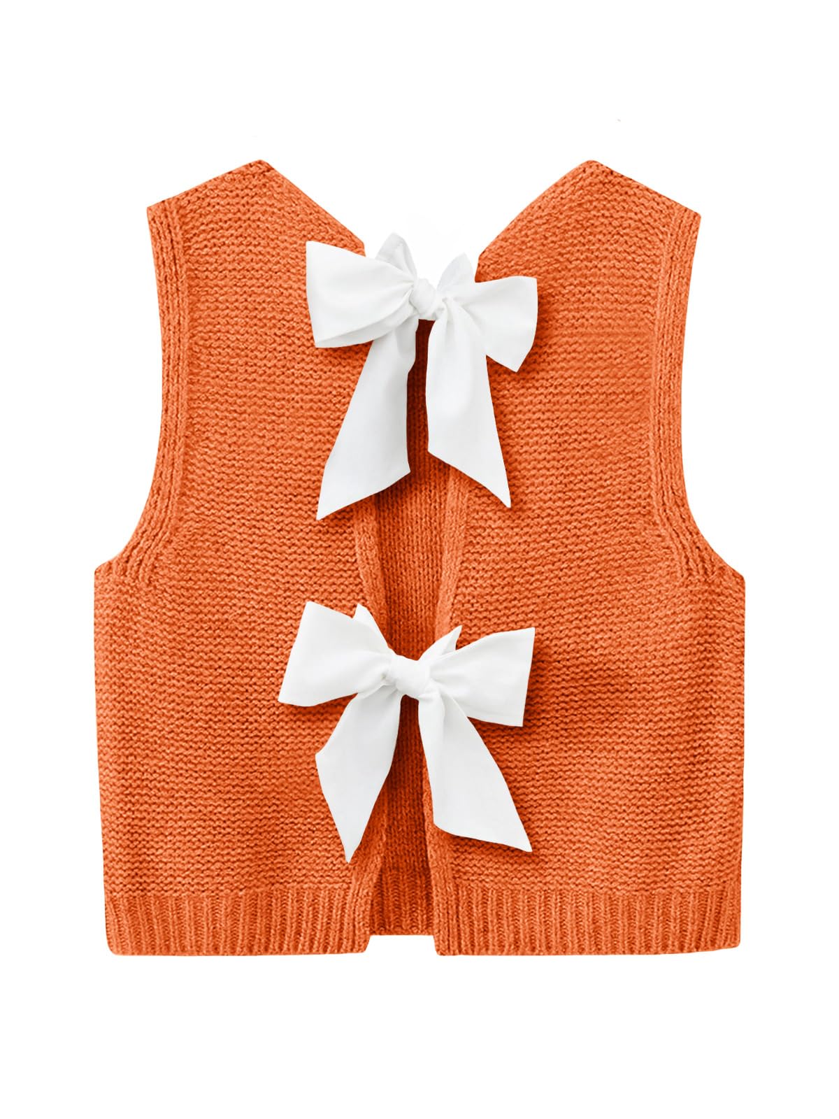 Imily Bela Womens Sweater Vest Top Summer Bow Tie Back Sleeveless Casual Knit Crop Tank Tops