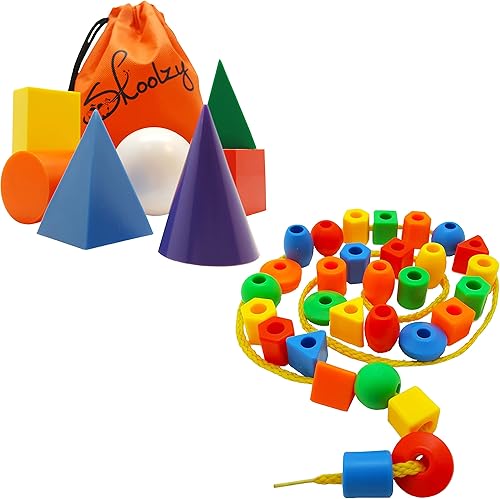 Miniatura 1 de Skoolzy Cuentas de encaje preescolar para niños formas geométricas Montessori Toys