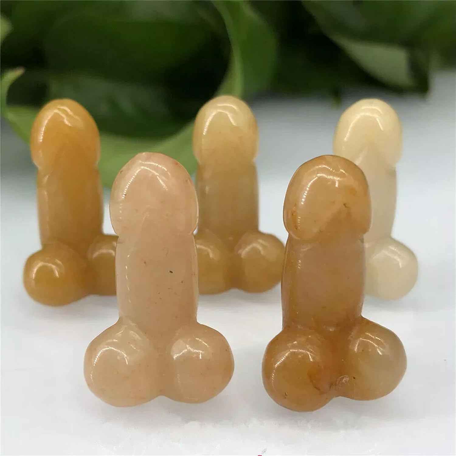 10pcs Natural Yellow Jade Stone Male Penis Skull Carved Decor