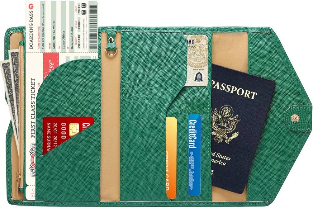 KINGMAS Rfid Blocking Passport Trifold Wallet, Women