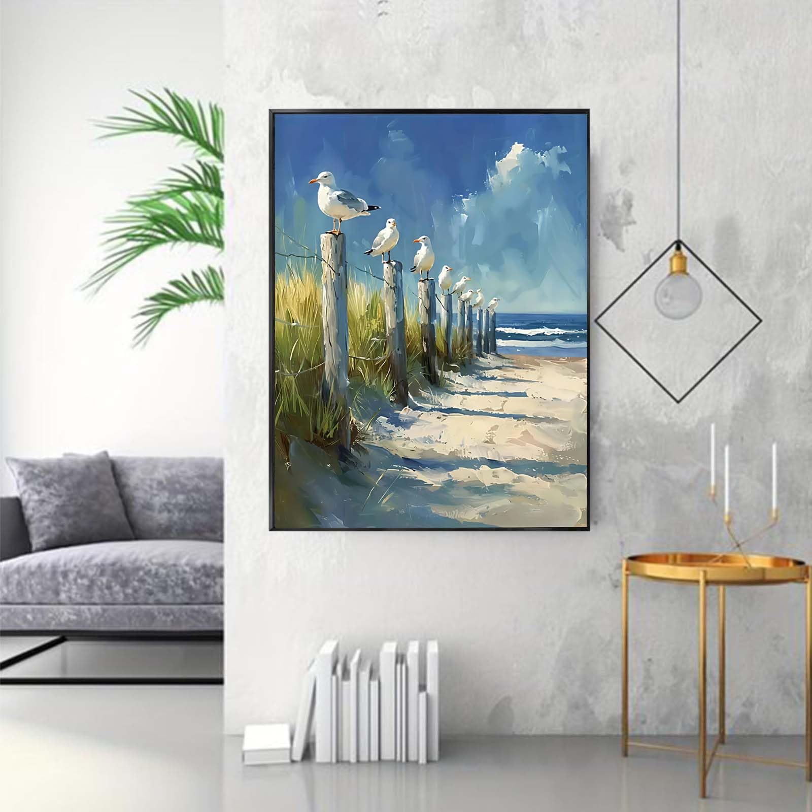 Peinture Par Numéros Adulte – Paysage Marin Oiseau De Mer – Kit Complet 40×50 Cm Toile & Acrylique