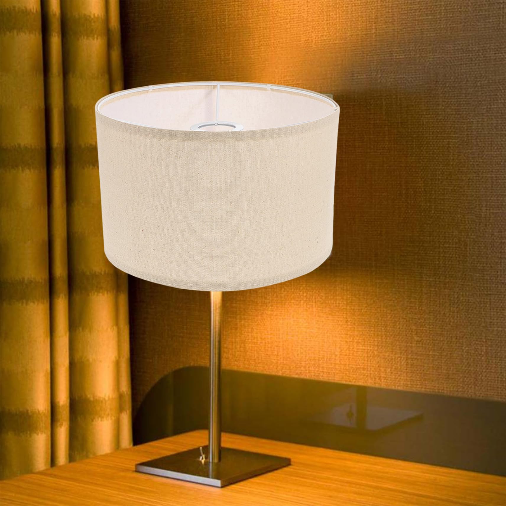 Floor Lamp Shades Table Fine Linen Lampshade Covers Removable Washable Drum Lampshades for Bedside Lamp, Table, Floor 7.86x7.86x7.07 Inch Khaki, Indoor Use