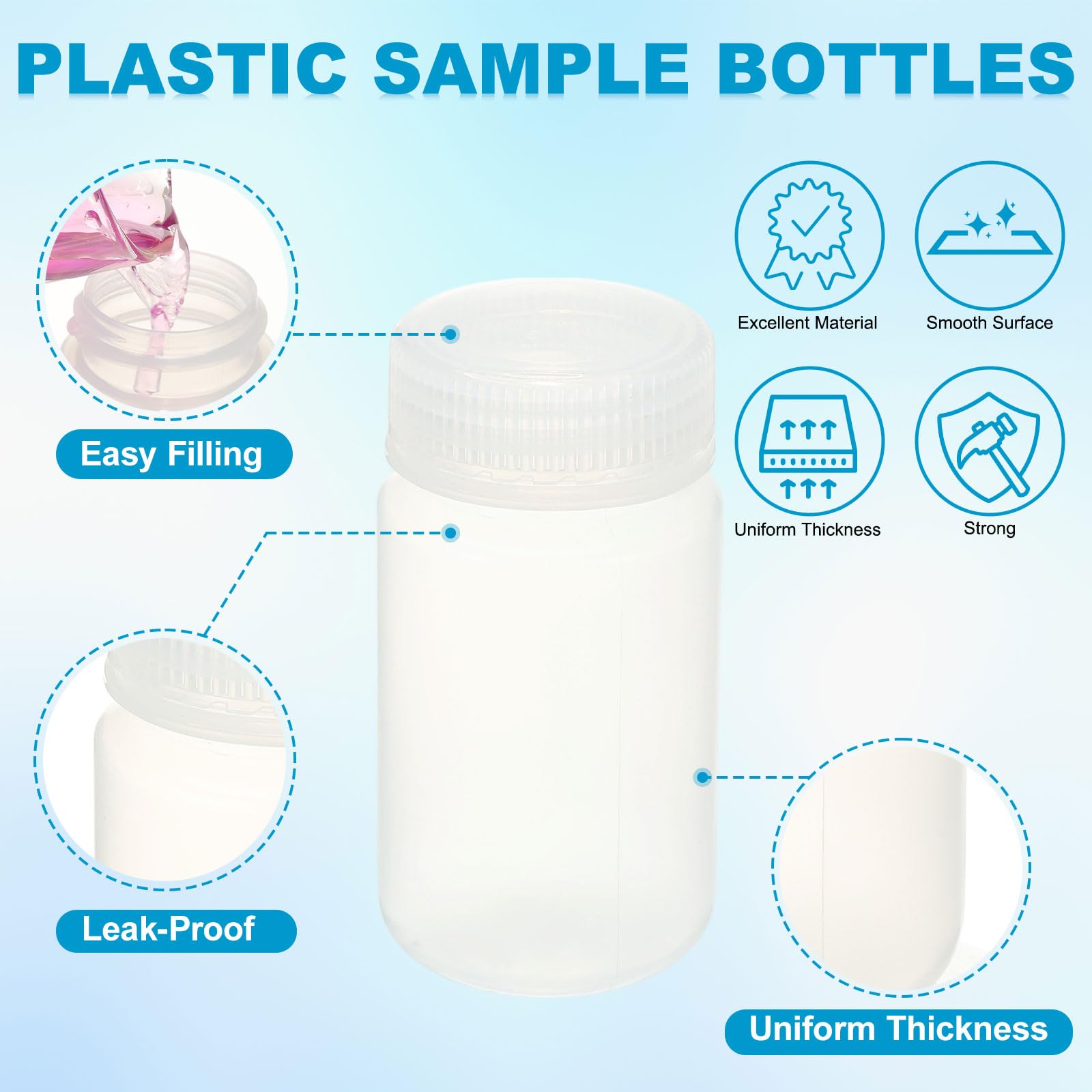 PATIKIL 6Pcs Bottiglie Di Plastica Per Reagenti 17.6oz Bottiglie Per Campioni Chimici Di Grado Laboratorio PP Contenitori Per Liquidi Antigoccia Per Reagenti Da Laboratorio Trasparente
