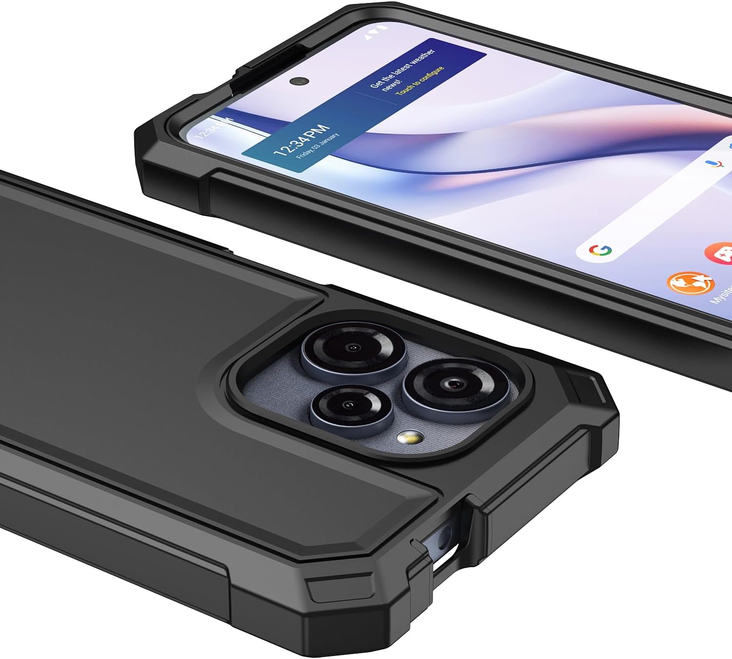 Close-up of phone case camera area with raised bezel