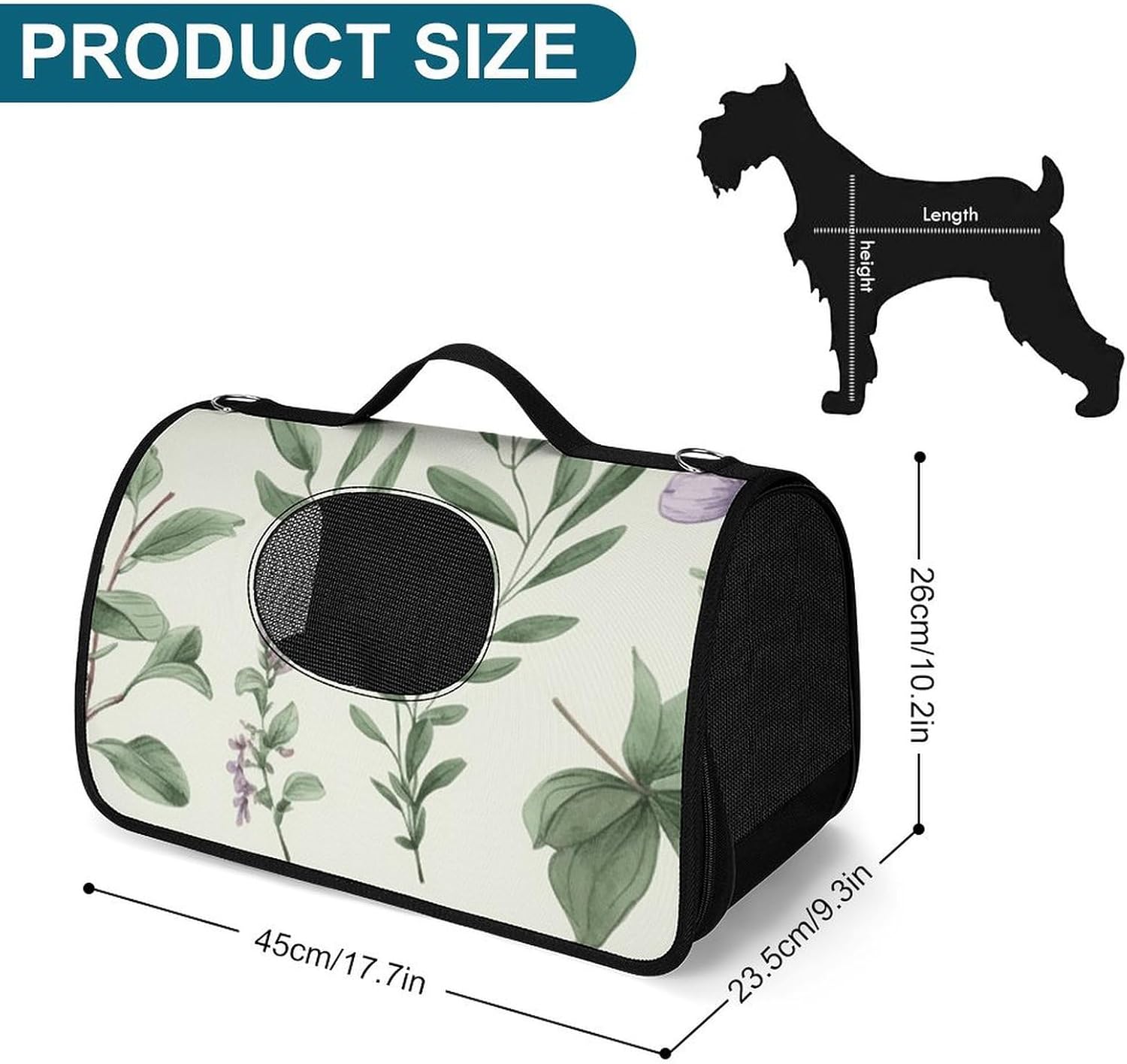 Pet Handbags, Green Sage Leaves Printed Pet Handbags,folding Pet Bags,new Pet Handbags,universal Pet Handbags, 45X26X23.5cm