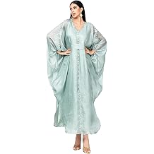 Abaya for Wedding Light Green Dubai Style Beaded Abaya for Women Elegant Batwing SleeveParty Evening Gown, One Siz.
