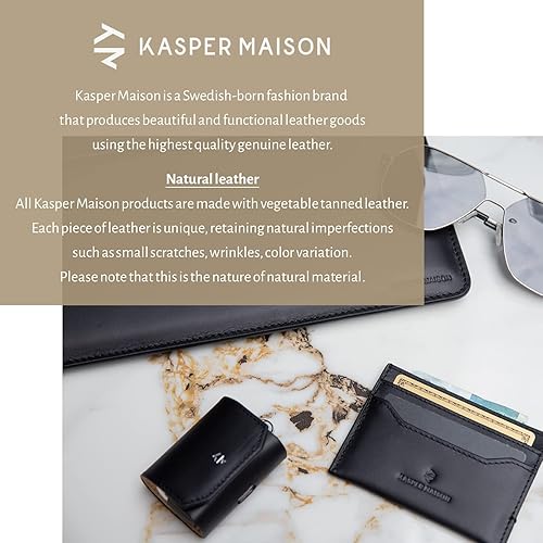Miniatura 5 de Kasper Maison Funda de cuero de alta calidad para pasaporte RFID y cartera de viaje con bloqueo RFID antirrobo