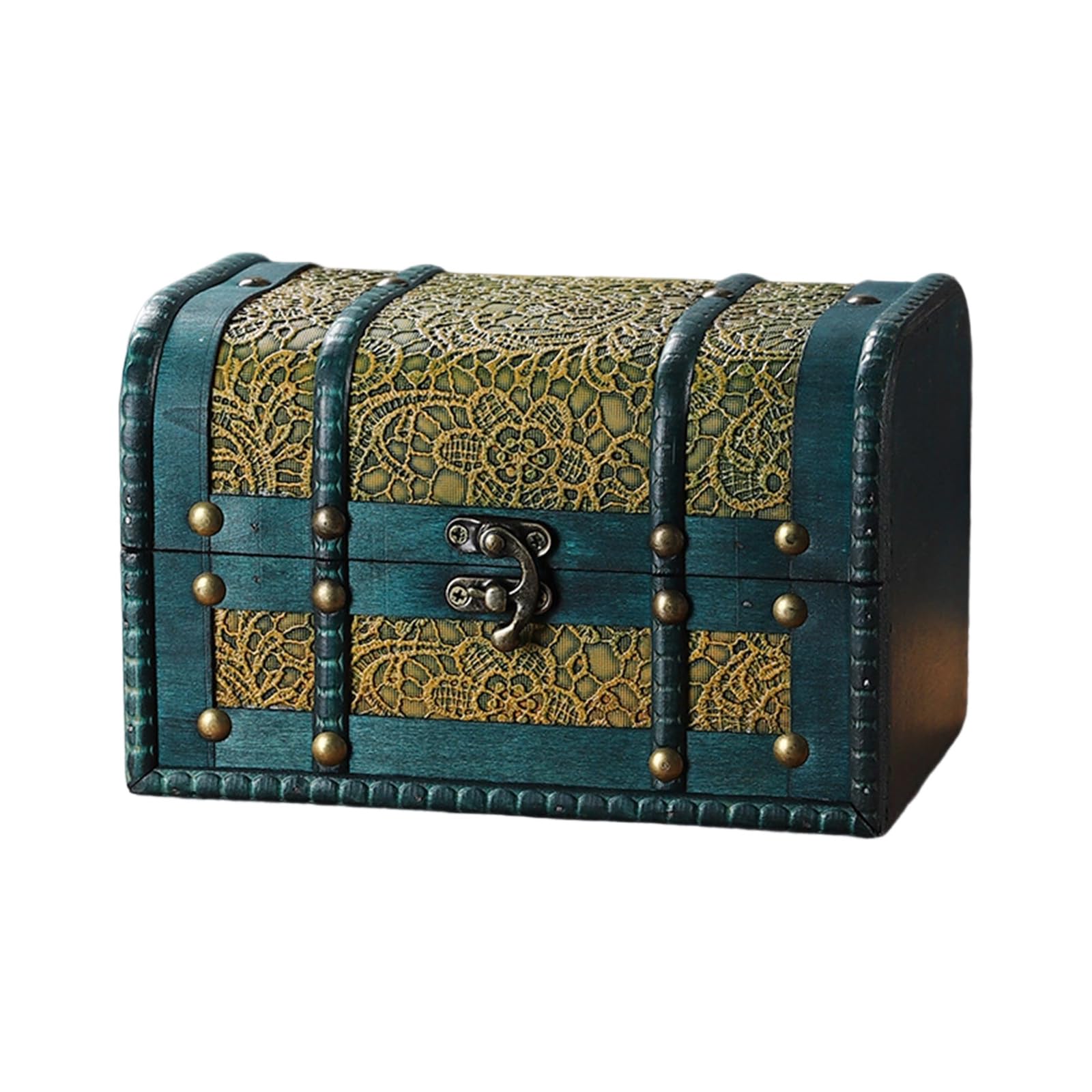 APGLSXY Handcrafted Vintage Wood Treasure Chests Decorative Jewelry Organizers Case with Secure Lid for Home Storage Vintage Wooden Box for Home Decors